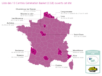 Carte Centres Génération basket