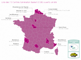 Carte Centres Génération basket