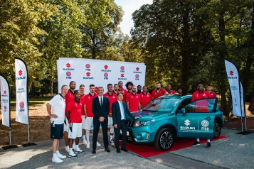 Les joueurs de l'Equipe de France lors du partenariat Suzuki